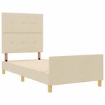 vidaXL Cadre de lit avec tête de lit Crème 100 x 200 cm tissu
