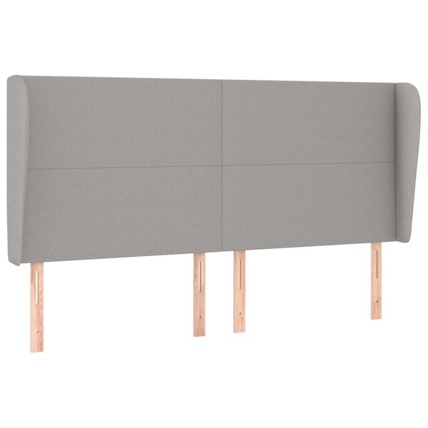 vidaXL Tête de lit avec oreilles Gris clair 203x23x118/128 cm Tissu