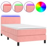 vidaXL Sommier à lattes de lit avec matelas LED Rose 90x200 cm Velours