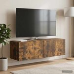 vidaXL Meuble TV mural 98 x 31 x 30 cm Chêne fumé Bois d'ingénierie