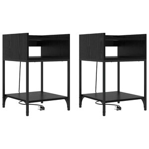 vidaXL Table de chevet avec étagère 2 Pièces Chêne noir 40 x 40 x 61 cm