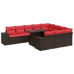 vidaXL Salon de jardin et coussins 11 Pièces marron résine tressée acacia
