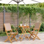 vidaXL Ensemble de bistro 3 Pièces taupe tissu et bois massif