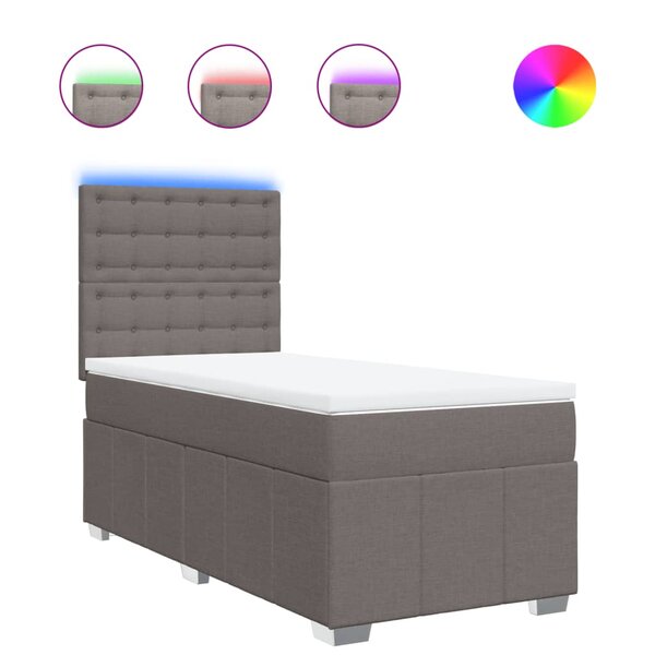 vidaXL Sommier à lattes de lit avec matelas Taupe 100x200 cm Tissu