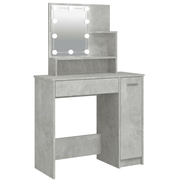 vidaXL Coiffeuse avec LED Gris béton 86 5x35x136 cm