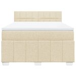 vidaXL Sommier à lattes de lit avec matelas Crème 160x200 cm Tissu