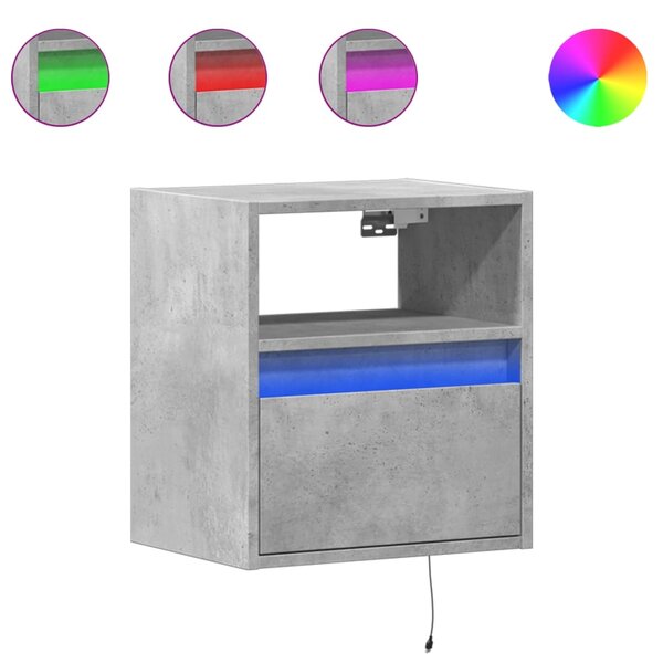 vidaXL Meubles TV muraux et lumières LED 2 Pièces gris béton 41x31x45 cm