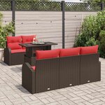 vidaXL Ensemble de canapé de jardin 6 Pièces Marron Poly Rattan
