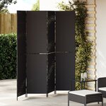 Paravent 4 panneaux pliable noir 195x180 cm en polyrotin