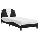 vidaXL Lit avec matelas noir et blanc 90x190 cm similicuir