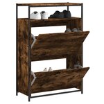 vidaXL Armoire à chaussures chêne fumé 75x34x112 cm bois d'ingénierie
