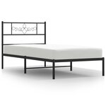vidaXL Cadre de lit métal sans matelas avec tête de lit noir 90x190 cm