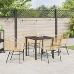 vidaXL Set de salle à manger de jardin 5 pièces en poly rattan marron