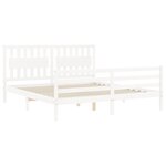 vidaXL Cadre de lit avec tête de lit blanc Super King Size bois massif