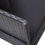 Lit de jardin avec coussin et oreiller résine tressée noir 02_0011999