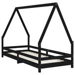 vidaXL Cadre de lit pour enfants noir 80x200 cm bois de pin massif