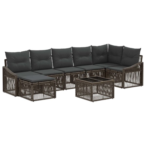 vidaXL Ensemble de canapé de jardin 8 Pièces Gris polyrotin