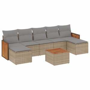 vidaXL Salon de jardin avec coussins 8 Pièces beige résine tressée