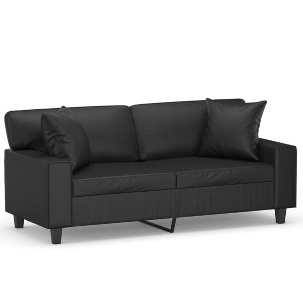 vidaXL Canapé 2 places avec oreillers décoratifs noir 140cm similicuir