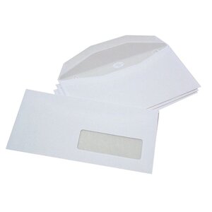 Enveloppe papier vélin blanc, format c6/c5, 229 x 114 mm, avec fenêtre, 80 g/m² fermeture gommée, blanc (paquet 1000 unités)