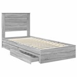 vidaXL Lit de Rangement Gris Sonoma 100 x 200 cm Bois d'ingénierie
