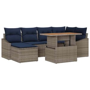 vidaXL Ensemble de canapé de jardin 7 Pièces Gris Poly rotin