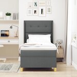 Lit Box Spring vidaXL avec Matelas et LED Gris Foncé 90x200 cm Tissu
