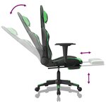 vidaXL Chaise de jeu de massage et repose-pied Noir et vert Similicuir
