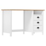 Bureau table poste de travail meuble d'ordinateur informatique étude Hill avec 3 tiroirs 120 x 50 x 74 cm Pin solide blanc 02_0023858