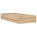 vidaXL Cadre de lit avec tiroirs sans matelas chêne sonoma 90x190 cm