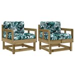 vidaXL Chaises de jardin avec coussins lot de 2 bois de pin imprégné