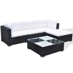 Salon de jardin meuble d'extérieur ensemble de mobilier 5 pièces avec coussins résine tressée noir 02_0016482