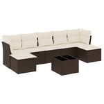 vidaXL Salon de jardin 8 Pièces avec coussins marron résine tressée