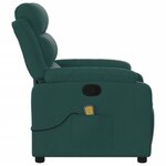 vidaXL Fauteuil inclinable de massage vert foncé tissu