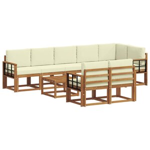vidaXL Ensemble de canapés d'extérieur 9 pc Naturel et Crème