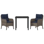 vidaXL Ensemble de salle à manger pour jardin 3 Pièces Gris Poly rotin