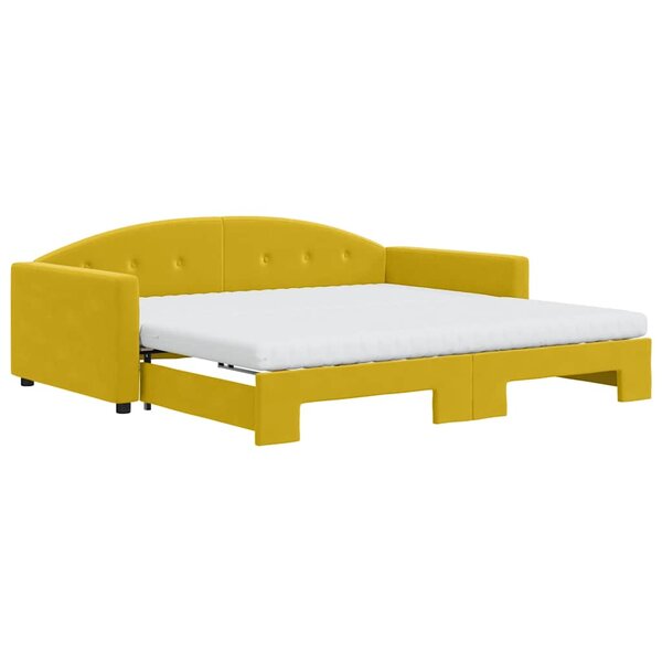 vidaXL Lit de jour avec gigogne et matelas jaune 100x200 cm velours