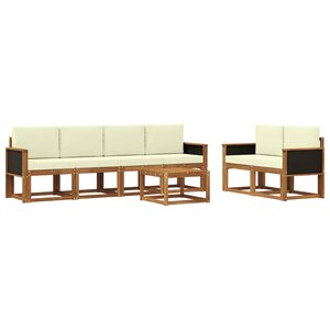vidaXL Ensemble de canapés d'extérieur 6 pc Naturel et Crème