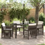 vidaXL Ensemble de salle à manger pour jardin 5 Pièces Marron Poly rotin