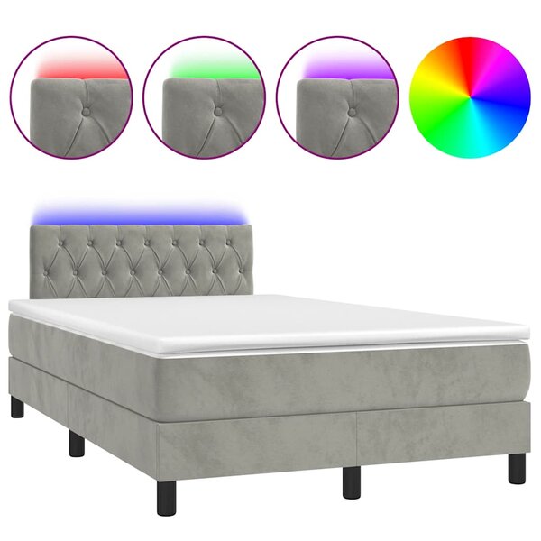 vidaXL Sommier à lattes de lit avec matelas LED gris clair 120x190 cm