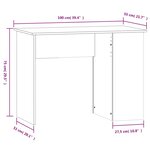Bureau table poste de travail meuble d'ordinateur informatique étude 100 x 55 x 75 cm bois d'ingénierie blanc 02_0023501
