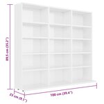 vidaXL Armoire à CD Blanc brillant 100x23x89 5 cm Bois d’ingénierie