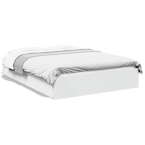 vidaXL Cadre de lit avec tiroirs sans matelas blanc 135x190 cm