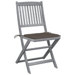 vidaXL Chaises pliables d'extérieur lot de 6 et coussins Bois d'acacia