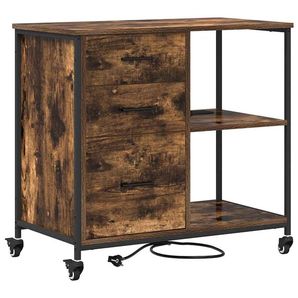 vidaXL Cabinet de Bureau Chêne fumé 76 x 41 x 72 cm Bois d'ingénierie