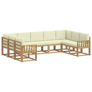 vidaXL Ensemble de canapés d'extérieur 9 pc Blanc et crème