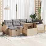 vidaXL Salon de jardin avec coussins 7 Pièces beige résine tressée
