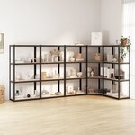 vidaXL Étagères à 4 niveaux 5Pièces Anthracite Acier et bois d'ingénierie
