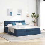 VidaXL Cadre de lit ottoman avec matelas bleu 200x200cm tissu