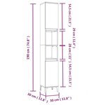 vidaXL Armoire de salle de bain noir 30x30x190 cm bois d'ingénierie